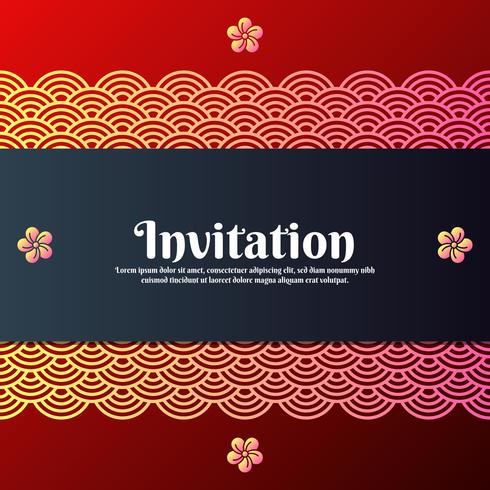 Greeting Invitation Card With Traditional Oriental And Magnolia Blossom Symbols vector