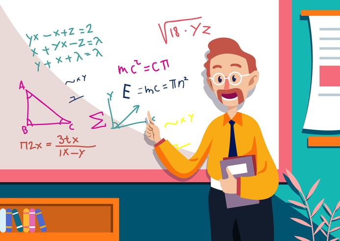 Ilustración del maestro de matemáticas vector