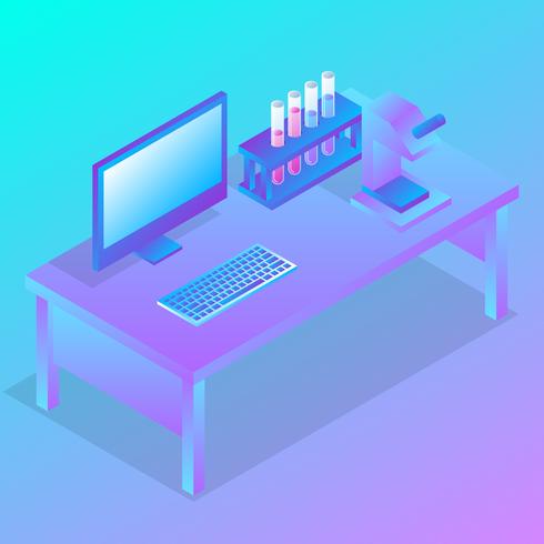 Isometric Science Lab Experiment Vector Illustration
