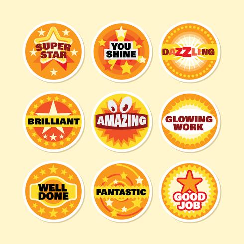 Set of Circle School Award Stickers and Motivational Slogans vector