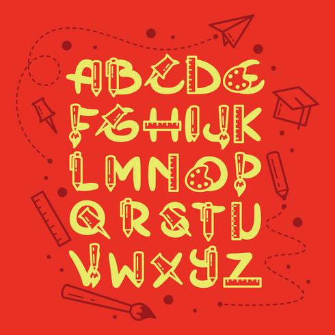 School Themed Alphabet vector