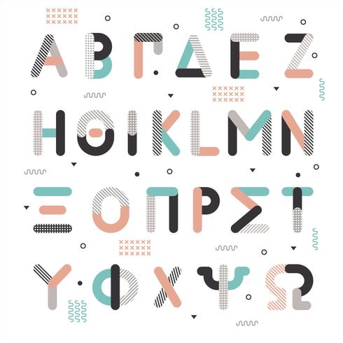 Alfabeto Griego de Memphis Style vector