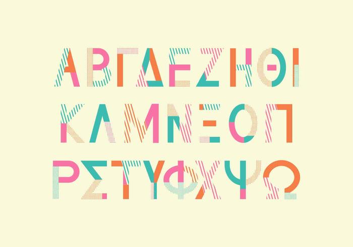 Memphis Style Greek Alphabet Vector