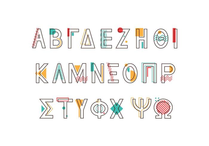 Memphis Style Greek Alphabet Vector