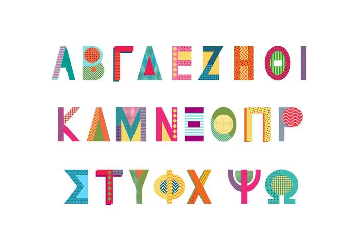 Memphis Style Greek Alphabet Vector