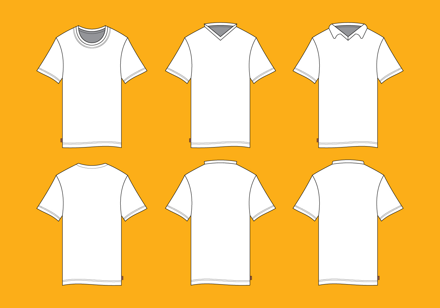 T-shirt vector front side and back side mock up template ...