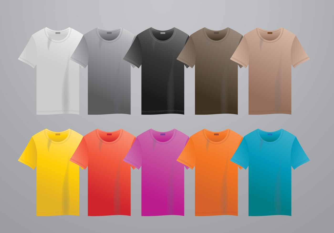 Realistic vector t-shirt with size mock up illustration colorful mode 229744 Vector Art at Vecteezy