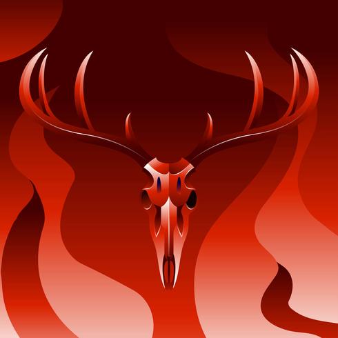 Deer Skull Red Vector