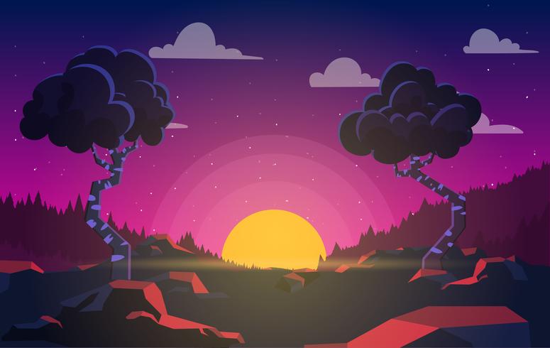 Vector hermoso paisaje ilustración