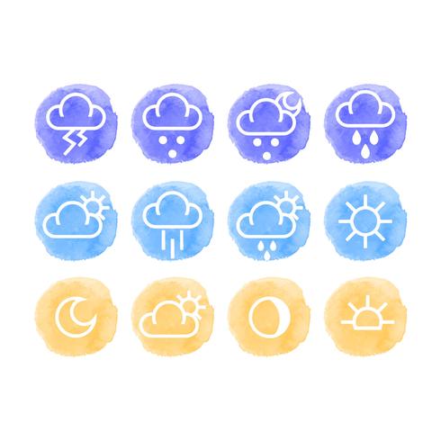 Vector Watercolor Weather Icons