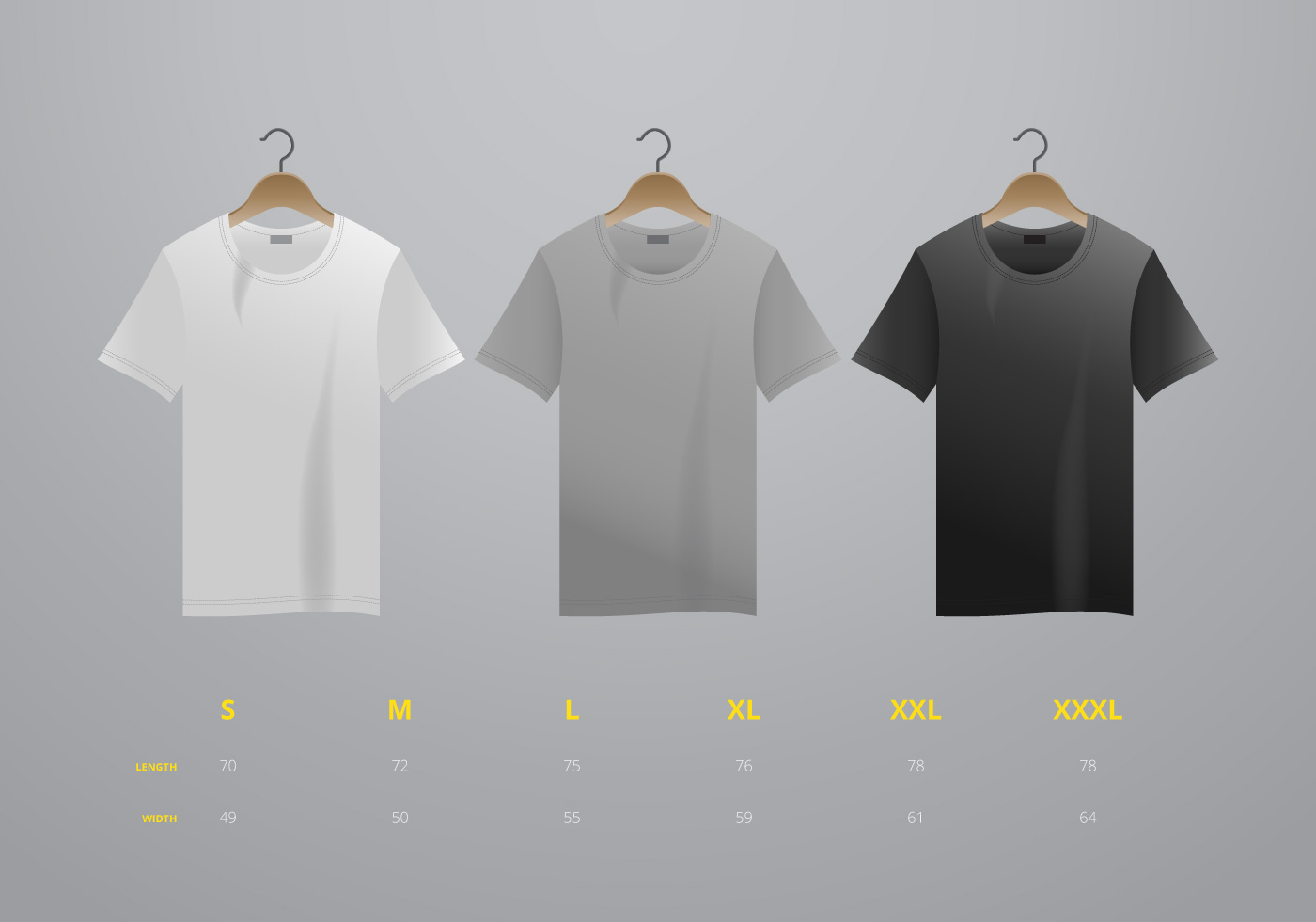 Download Realistic vector t-shirt with size mock up illustration ...