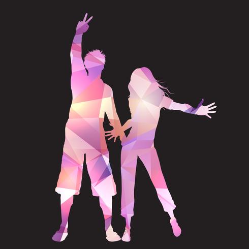 Party couple on a low poly background vector