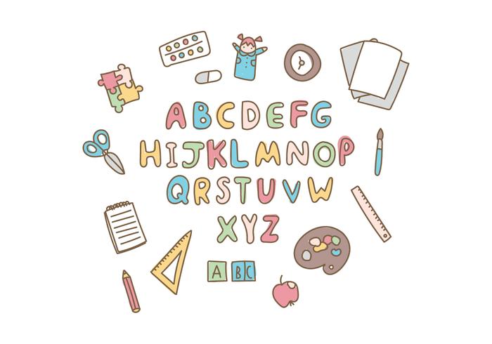 Doodled School Alphabet vector