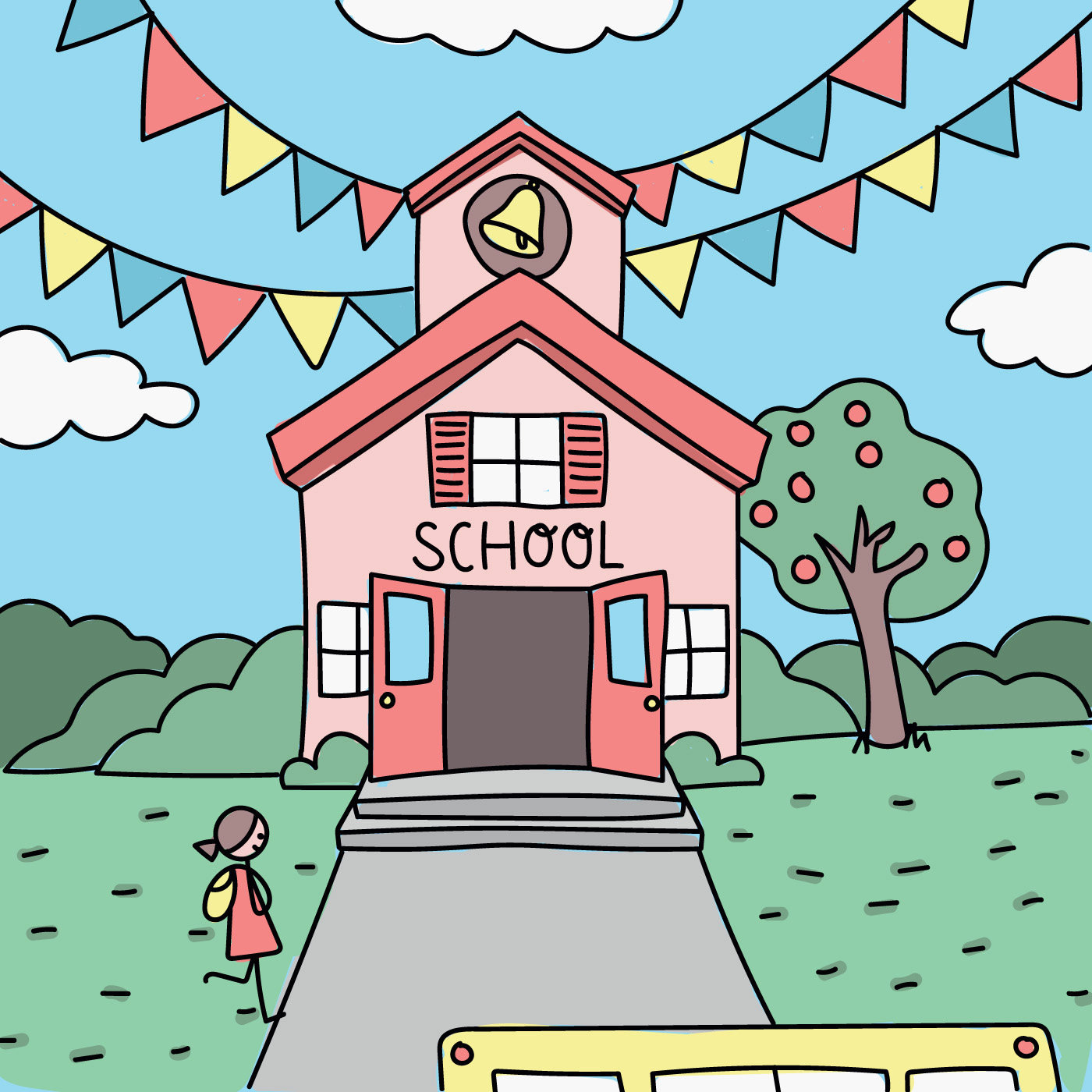 Colorful Doodled Of First Day Of School 230118 Vector Art at Vecteezy