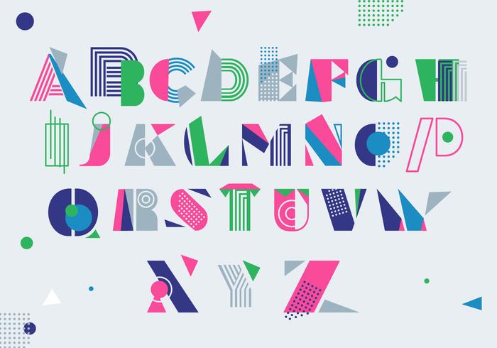 Modern Colorful Memphis Style  Alphabet Vector