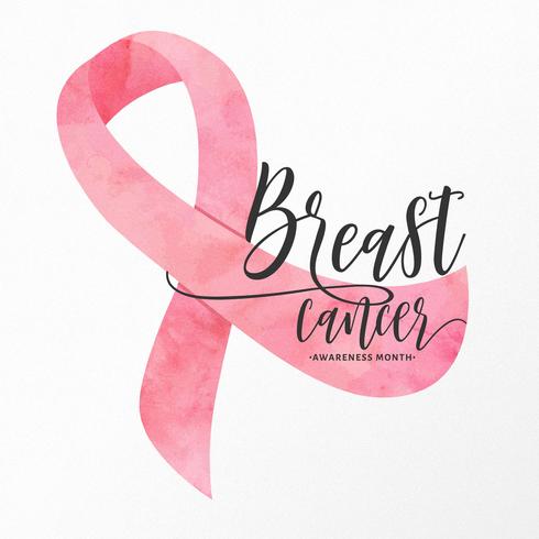 Cinta de concientización sobre el cáncer de mama acuarela vector