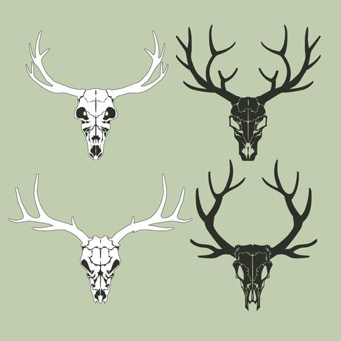 Set of a deer skull silhouette vector