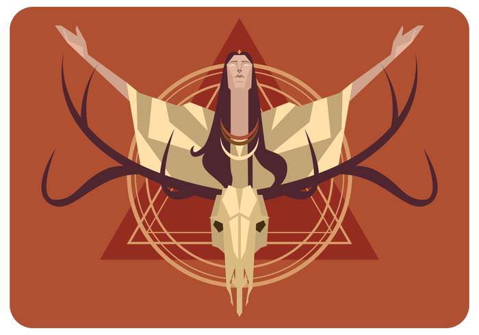 Blind Woman And Deer Skull Vector