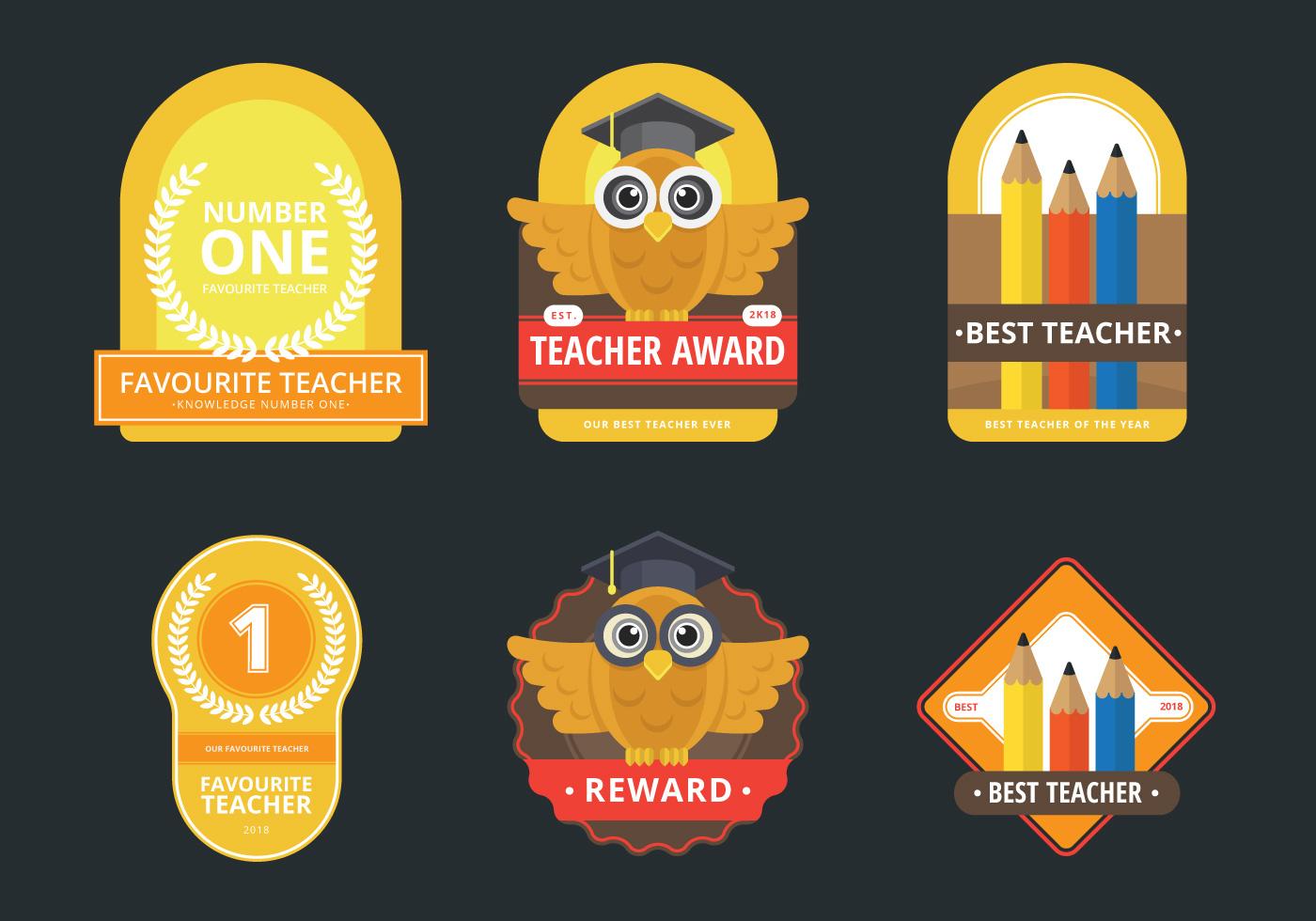 Teacher Rewards Sticker Set, Badge and Emblem Set 230186 Vector Art at