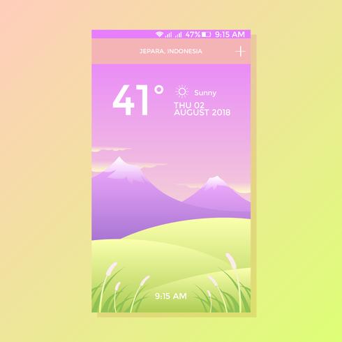 vector de pantalla de la aplicación de clima soleado