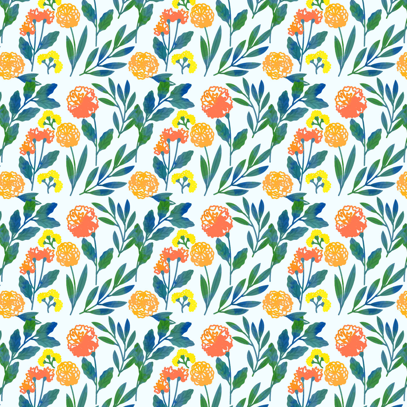 Download Vector Colorful Hand Drawn Floral Pattern - Download Free Vectors, Clipart Graphics & Vector Art