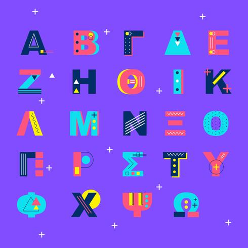 Memphis Style Greek Alphabet Vector