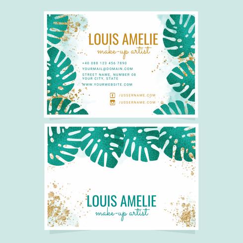 Vector Tropical Leaves Business Cards