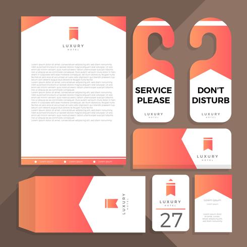 Plantilla de identidad corporativa de Flat Luxury Hotel vector