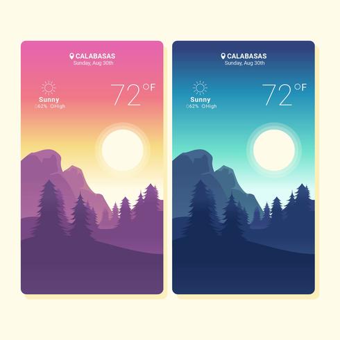 Weather App Screens Vector