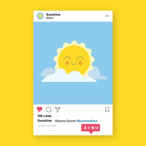 Instagram Post Notification Template With Illustration Inside vector