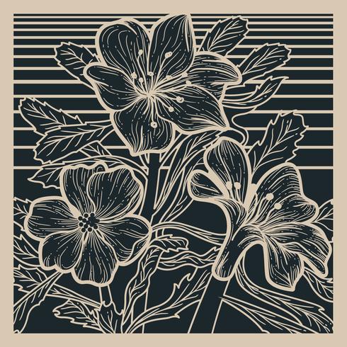 Desert Flower Linocut vector