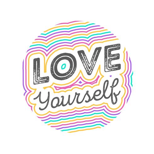 Flat Love Yourself Letras tipografía estilo Vector Illustration