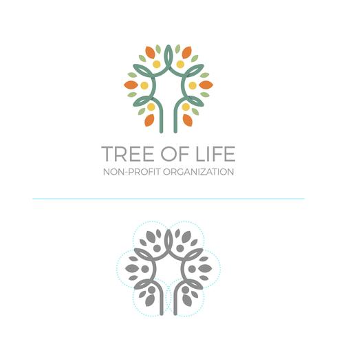 Flat Modern Minimalist Monoline Tree logo  colorful Vector Template