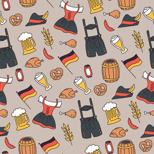 Doodled Oktoberfest Elements Pattern vector