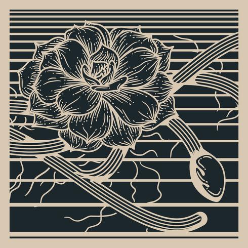 Desert Flower Linocut vector