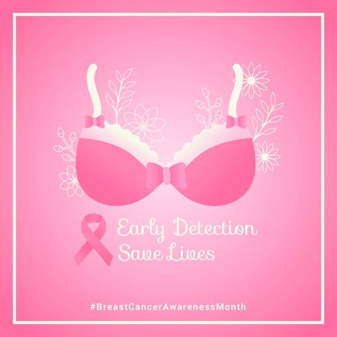 Conciencia del cáncer de mama Redes sociales Vector