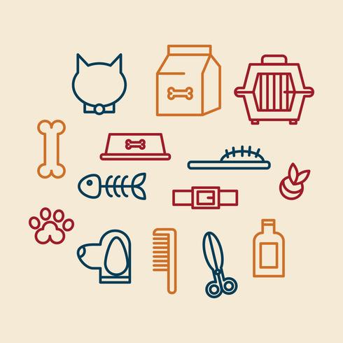 Iconos de cuidado del animal doméstico vector