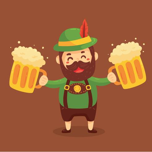 Happy Man In Lederhosen Vector