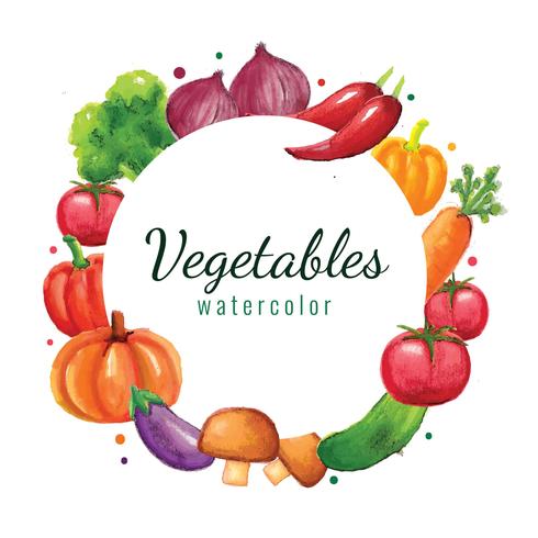 Vegetables Watercolor Background Frame vector