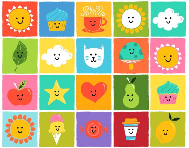 lindos iconos de colores vector