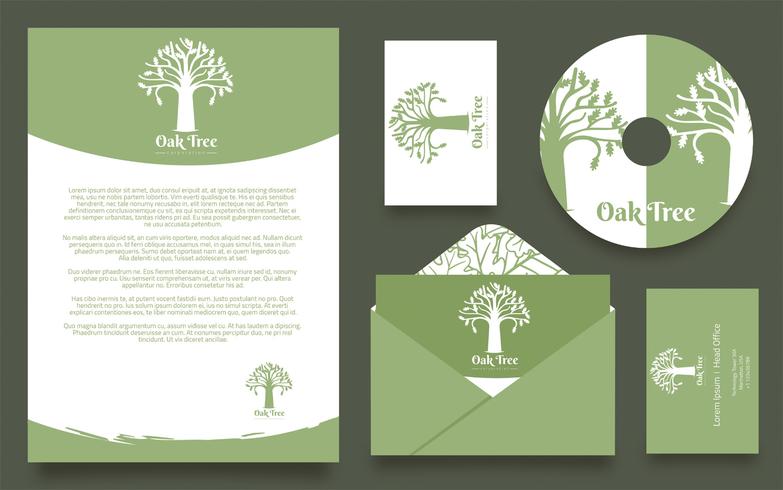 Logotipo de Oak Tree Identidad Corporativa vector