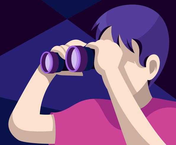 Person Looking In Binoculars vector