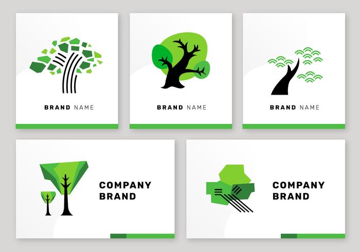 elementos de logotipo de árbol simple marca conjunto vector