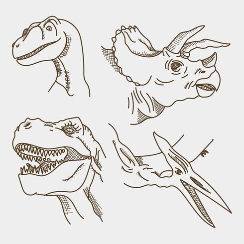 Caras realistas de dinosaurios vector