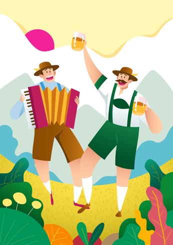 Hombre feliz en Lederhosen vector