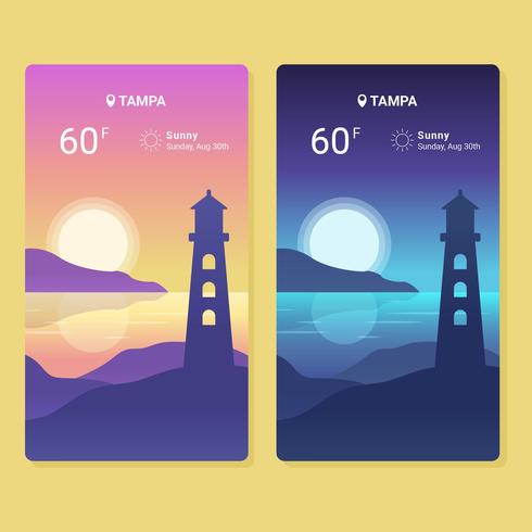 Weather App Screens Vector