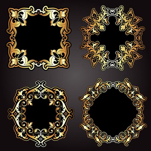 Marcos decorativos en oro y negro. vector