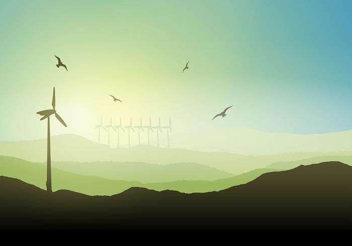 Turbina de viento paisaje vector