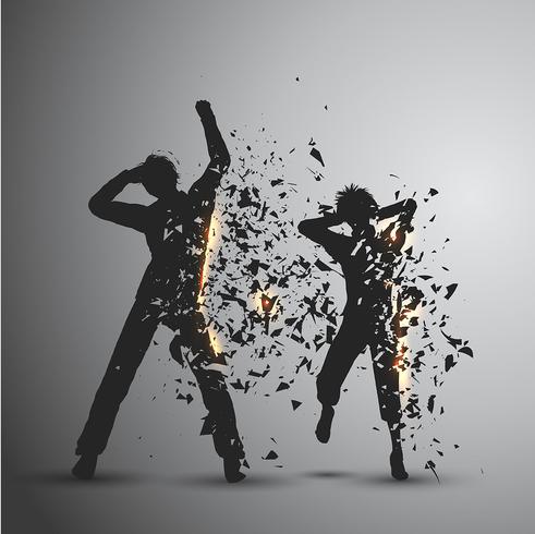 Exploding silhouettes vector