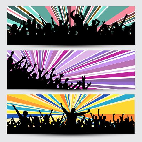 Party crowd banners vector